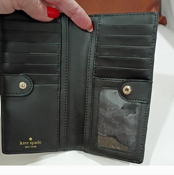 Kate Spade Black Glossy Wallet with Bow - Picture 5 of 6